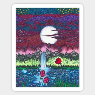 Moonlit Waterfall Sticker